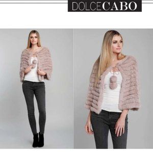 DOLCE CABO FUR POM POM PONCHO #71701  ONE SIZE